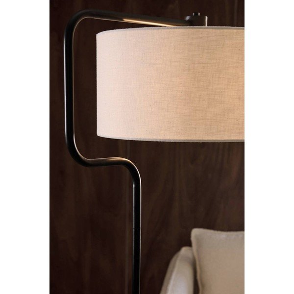 Lampada da terra nera/color crema in tessuto (altezza totale 160 cm) Josho – Ellos Home-image-3