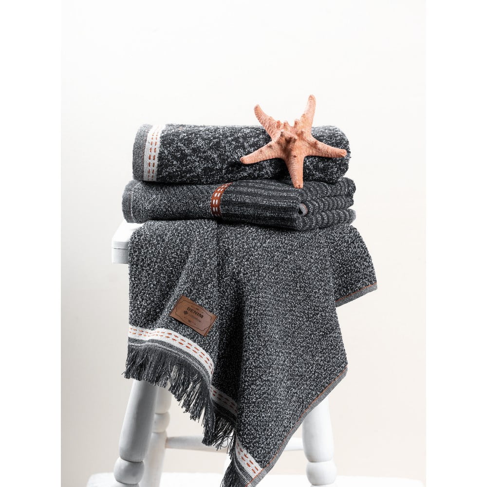 Set di asciugamani color antracite 3 pz 50x90 cm Denim – Foutastic | Asciugamani per bagno