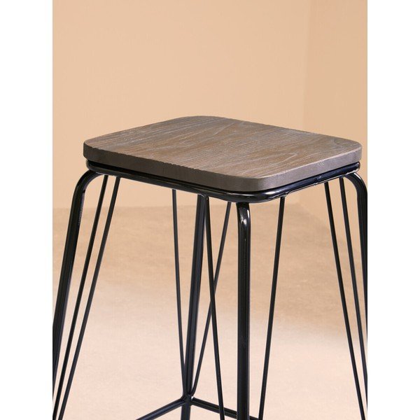 Sgabello nero/marrone in olmo massiccio District – Premier Housewares-image-4