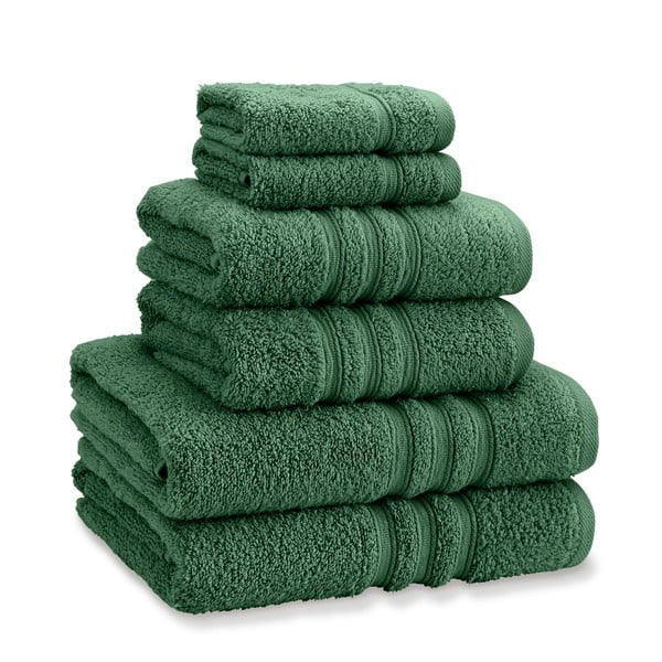 Set di asciugamani per viso e corpo tipo terry verde scuro in cotone 6 pz Zero Twist – Catherine Lansfield