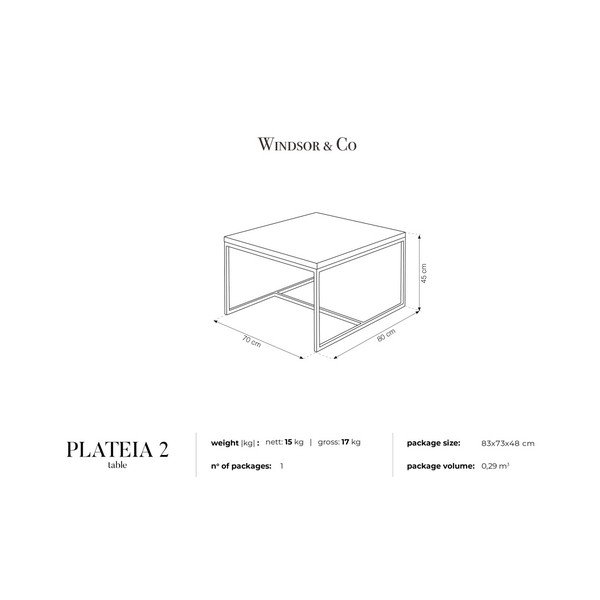 Konferenční stolek s deskou Windsor & Co Sofas Plateia, 80 x 70 cm-image-2
