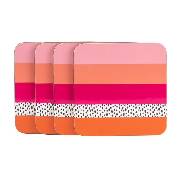 Set di 4 sottobicchieri Stripe rosa-arancio - Navigate