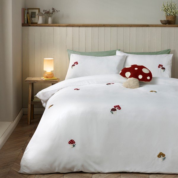 Set copripiumino e federa bianco per letto singolo 135x200 cm Woodland Crochet – Catherine Lansfield-image-1