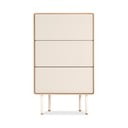 Cassettiera alta bianca in legno di quercia con 3 cassetti 60x100 cm Fina - Gazzda