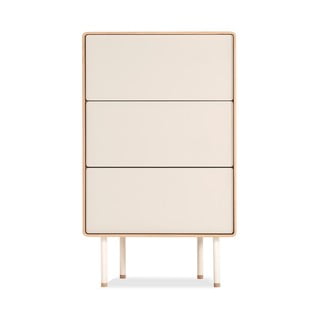 Cassettiera alta bianca in legno di quercia con 3 cassetti 60x100 cm Fina - Gazzda