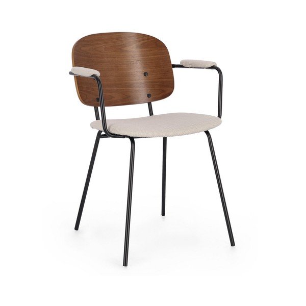 Sedia da pranzo marrone/beige in imbottito con braccioli Sienna – Bizzotto