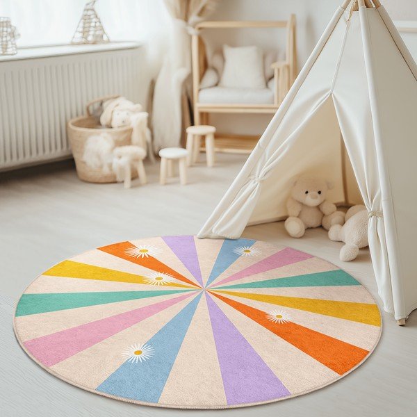 Tappeto per bambini lavabile ø150 cm Rainbow Daisy – Mila Home-image-2