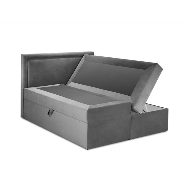 Letto boxspring grigio con contenitore 200x200 cm Yucca - Mazzini Beds-image-4