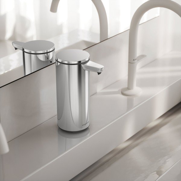 Dispenser per sapone automatico color argento lucido in acciaio 266 ml – simplehuman-image-1