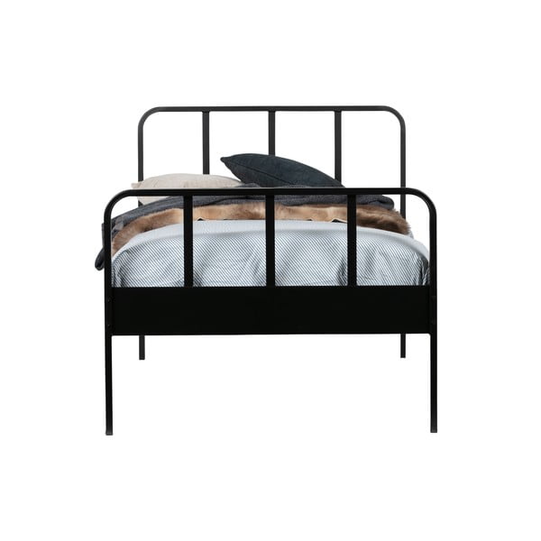 Letto singolo in metallo nero con griglia 90x200 cm Mees - WOOOD-image-2