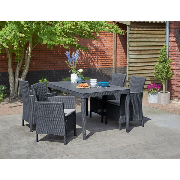 Sedia da giardino in plastica grigio scuro Lowa - Keter-image-2