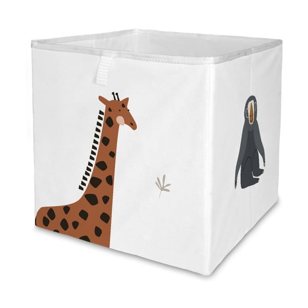 Organizzatore di giocattoli per bambini in tessuto bianco 32x32x32 cm Safari Animals - Butter Kings