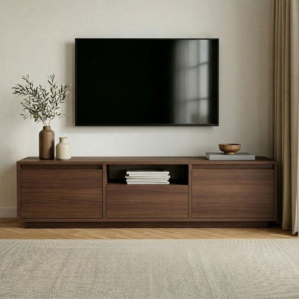 Mobile TV colore naturale scuro con effetto noce 160x42x30 cm Sentinel – Kalune Design-image-2