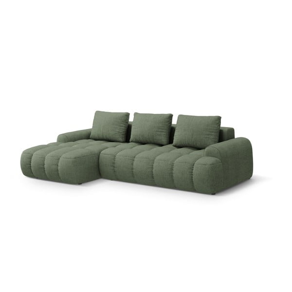 Divano angolare verde allungabile/con contenitore (con penisola a sinistra/con chaise lounge) Linz – Cosmopolitan Design-image-2