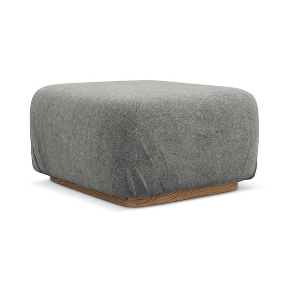 Poggiapiedi componibile grigio con rivestimento in bouclé Ailani – Makamii-image-1