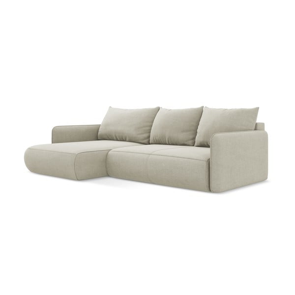 Divano angolare color crema allungabile/con contenitore (con penisola a sinistra) Nanea – Makamii-image-3
