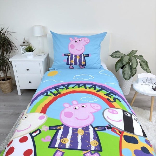 Biancheria da letto per bambini con effetto fosforescente in cotone per letto singolo 140x200 cm Peppa Pig – Jerry Fabrics-image-3
