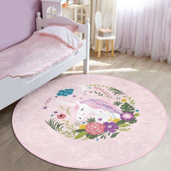 Tappeto rosa per bambini ø 100 cm Comfort - Mila Home-image-3