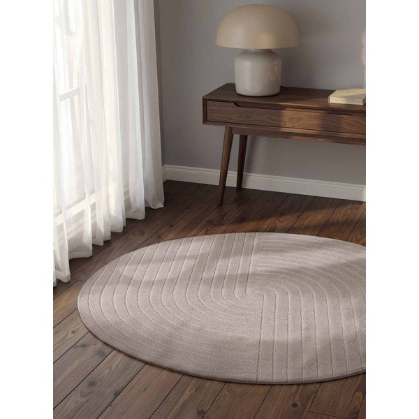 Tappeto rotondo grigio chiaro in lana tessuto a mano ø 200 cm Arcura – Vikosa-image-1