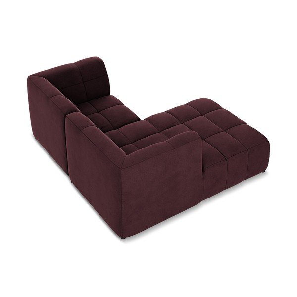 Divano angolare burgundy (con penisola a sinistra/con chaise lounge) con rivestimento in velluto Aloha – Makamii-image-4