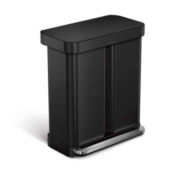 Cestino per la spazzatura nero opaco in acciaio per raccolta differenziata/con pedale 34+24 l – simplehuman