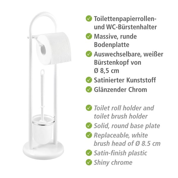 Scopino bianco con porta carta igienica Siena - Wenko-image-3