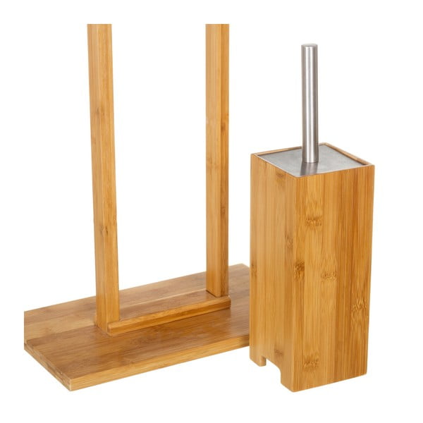 Porta carta igienica in bambù con spazzola - Casa Selección-image-2