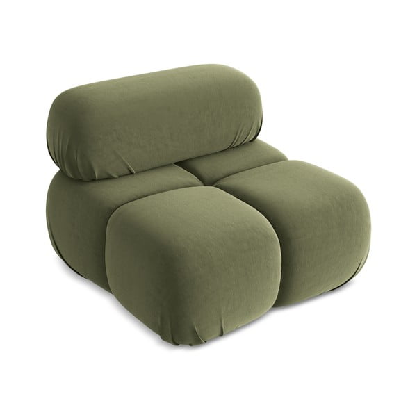 Parte divano componibile verde chiaro con rivestimento in velluto Lokua – Makamii-image-2