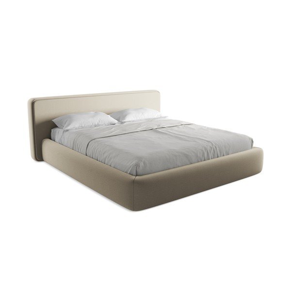 Letto matrimoniale imbottito beige con contenitore con griglia 180x200 cm Kiana - Makamii-image-2