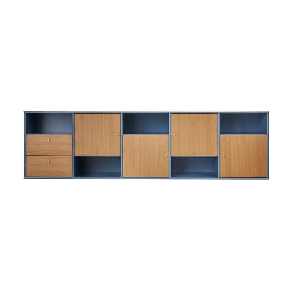 Cassettiera bassa blu a sospensione in rovere naturale 220x61 cm Mistral - Hammel Furniture