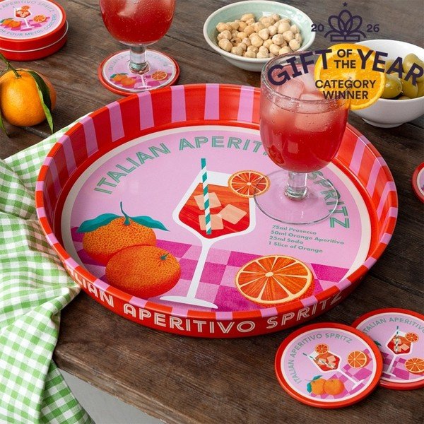 Vassoio in metallo ø 33 cm Aperitivo Spritz – Rex London-image-1