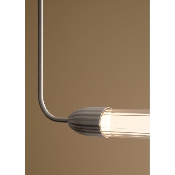 Lampadario argentato in acciaio con paralume in vetro Lemon Squeeze Linear – UMAGE-image-2