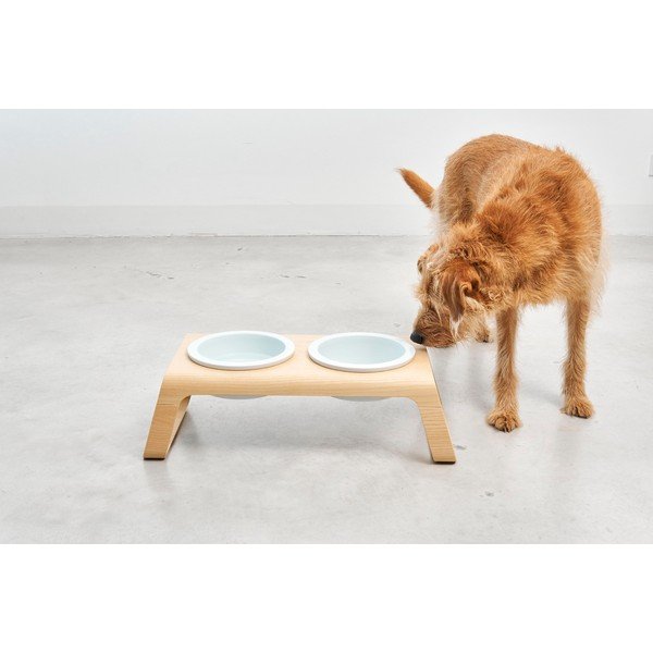 Set di ciotole con base rialzata per cani Desco Ash Natural M - MiaCara-image-1