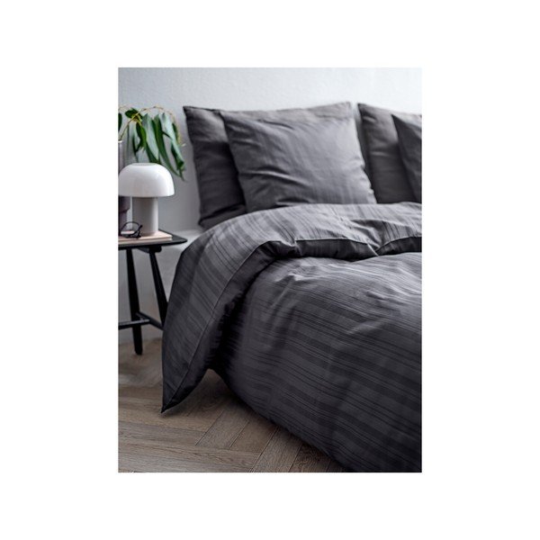 Biancheria da letto singola 140x200 cm in damasco antracite Noble - Södahl-image-1