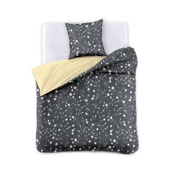 Biancheria da letto singola in cotone giallo-grigio 140x200 cm Dandelion - AmeliaHome