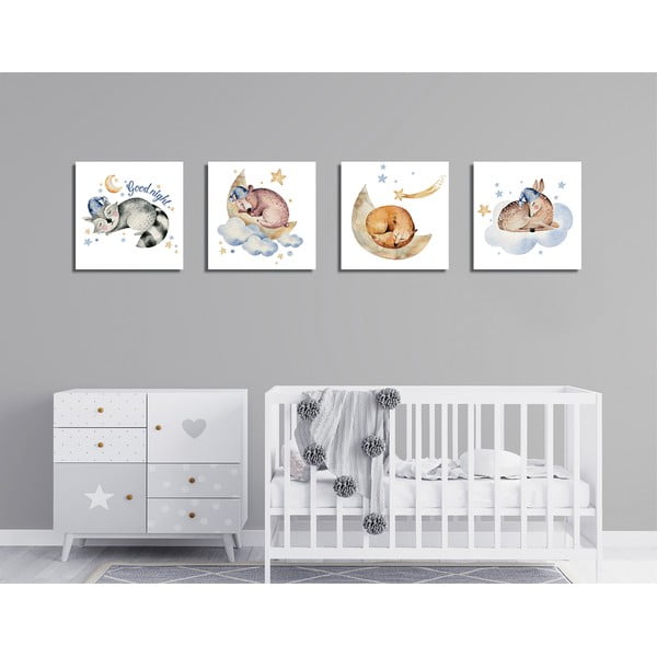 Quadri in set di 4 pezzi 30x30 cm Good Night - Wallity-image-2