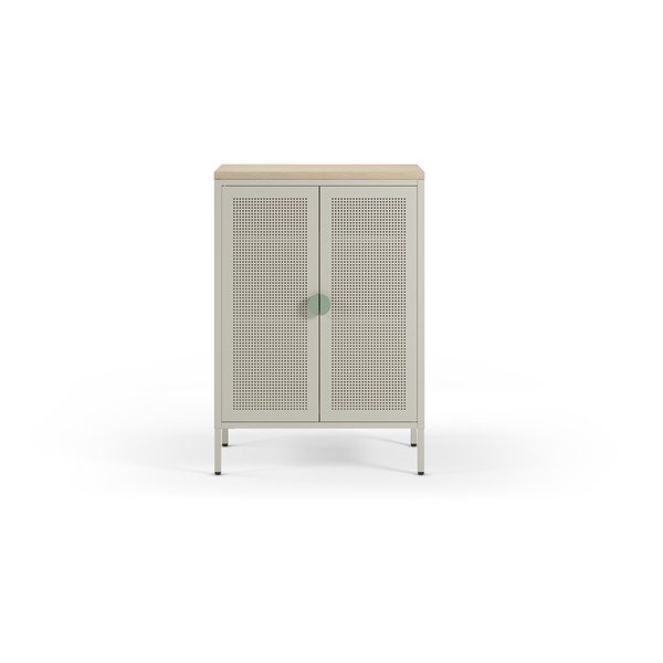 Armadietto color crema/di colore naturale in metallo 70x100x40 cm Sayla – Marckeric-image-1