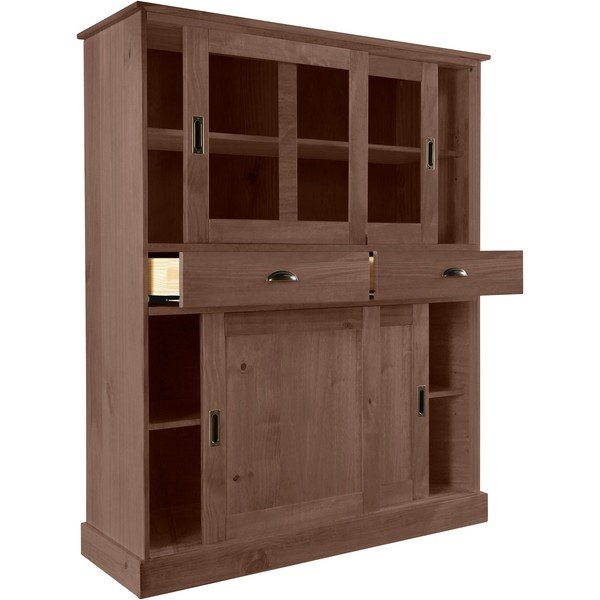 Vetrina in legno di pino marrone con ante scorrevoli 140x40 cm Harry - Støraa-image-4