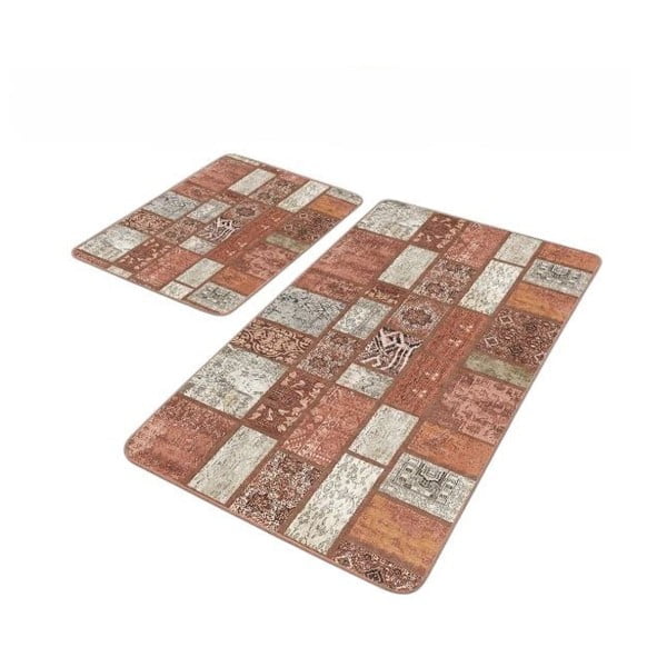 Set di tappetini per il bagno marroni in velluto 2 pz 60x100 cm – Mila Home