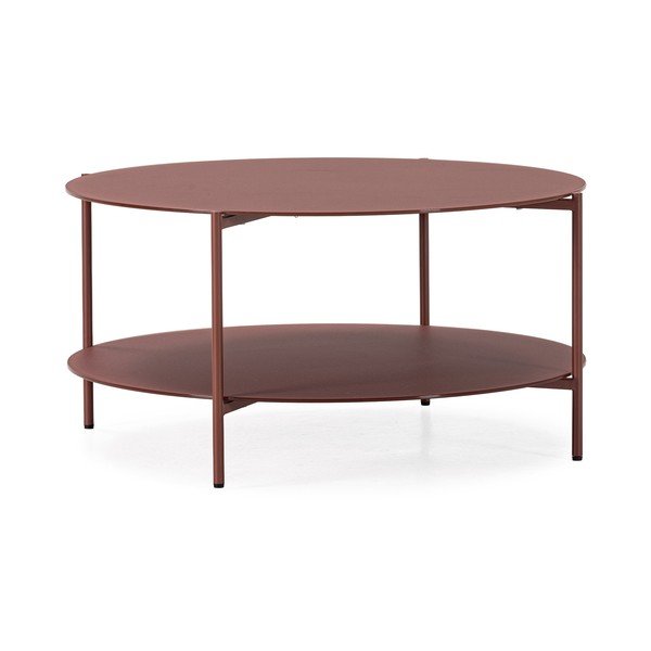 Tavolino da salotto rotondo color terracotta con piano in vetro ø 83 cm Davi – MOME