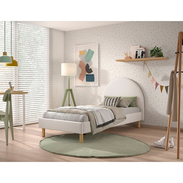 Letto singolo imbottito bianco con griglia 90x200 cm MOON - Vipack-image-1