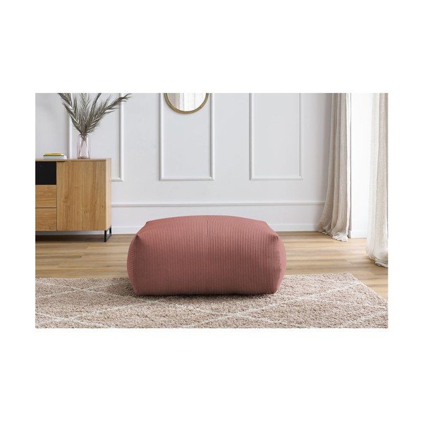 Poggiapiedi in rosa chiaro con rivestimento in velluto a coste Voltaire – Bobochic Paris-image-1