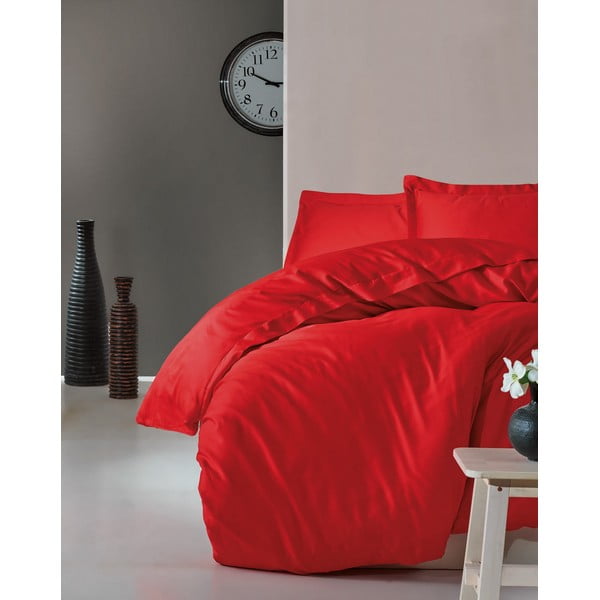 Cotton Box Lenzuolo matrimoniale rosso con lenzuola in cotone sateen, 200 x 220 cm Elegant - Mijolnir
