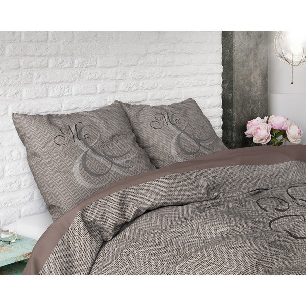 Biancheria da letto singola in cotone Mr and Mrs Knitted, 140 x 200/220 cm - Pure Cotton-image-1
