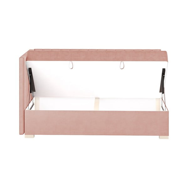 Letto da bambini con sponde rosa con contenitore con materasso incluso 90x200 cm Snugi – Ghado-image-4