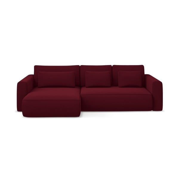 Divano angolare burgundy allungabile/con contenitore (con penisola a sinistra/con chaise lounge) con rivestimento in velluto Kapua – Makamii