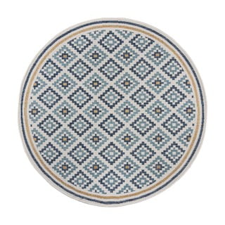 Tappeto da interno e esterno rotondo giallo e blu ø 160 cm Zia Trellis – Flair Rugs