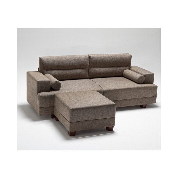 Divano marrone con pouf Ivett - Balcab Home