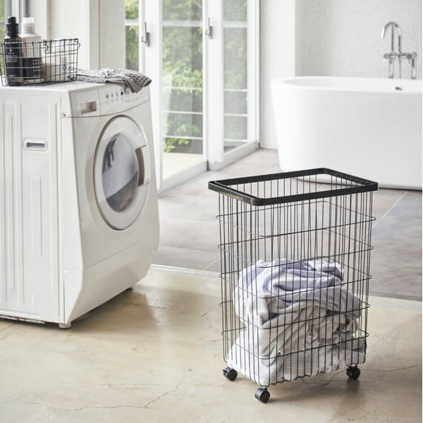 Cesto portabiancheria in metallo nero 55 L Tower - YAMAZAKI-image-1