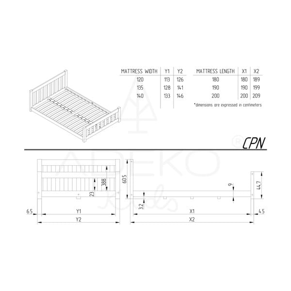 Letto per bambini in legno di pino in colore naturale 90x200 cm CPN - Adeko-image-3